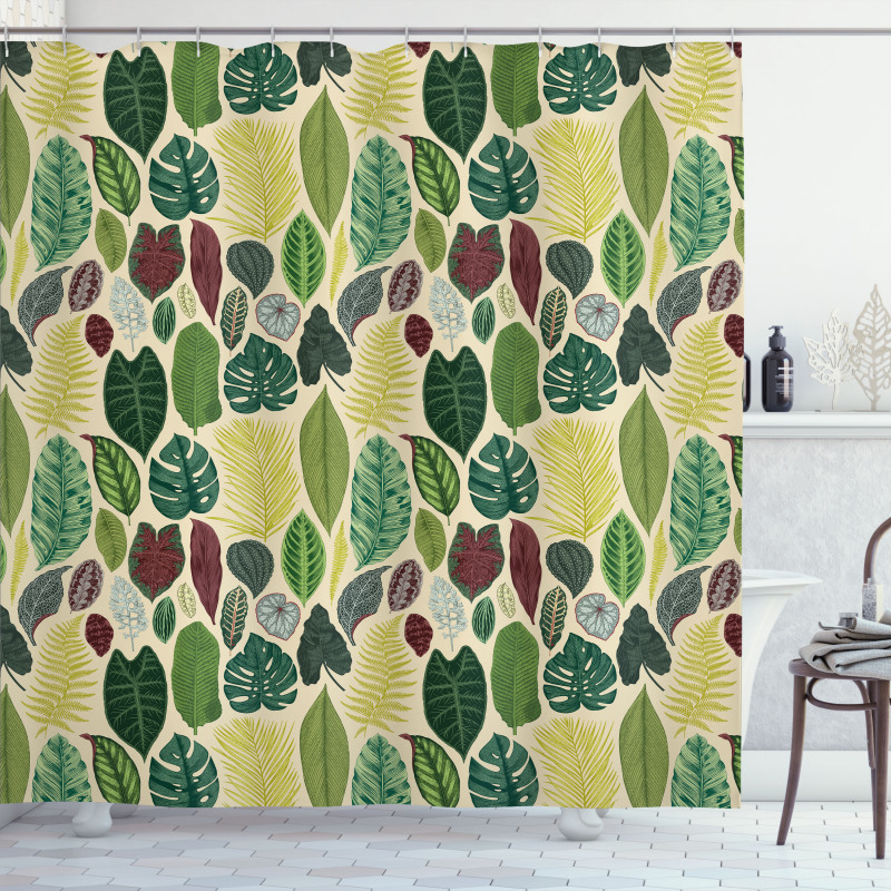 Various Detailed Leaves Shower Curtain