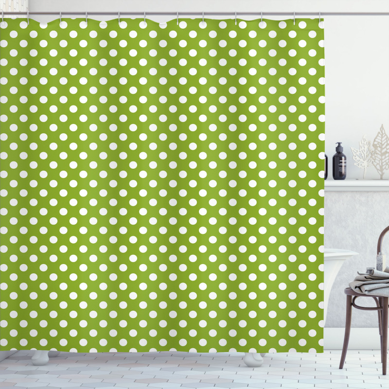 Polka Dots in Retro Style Shower Curtain