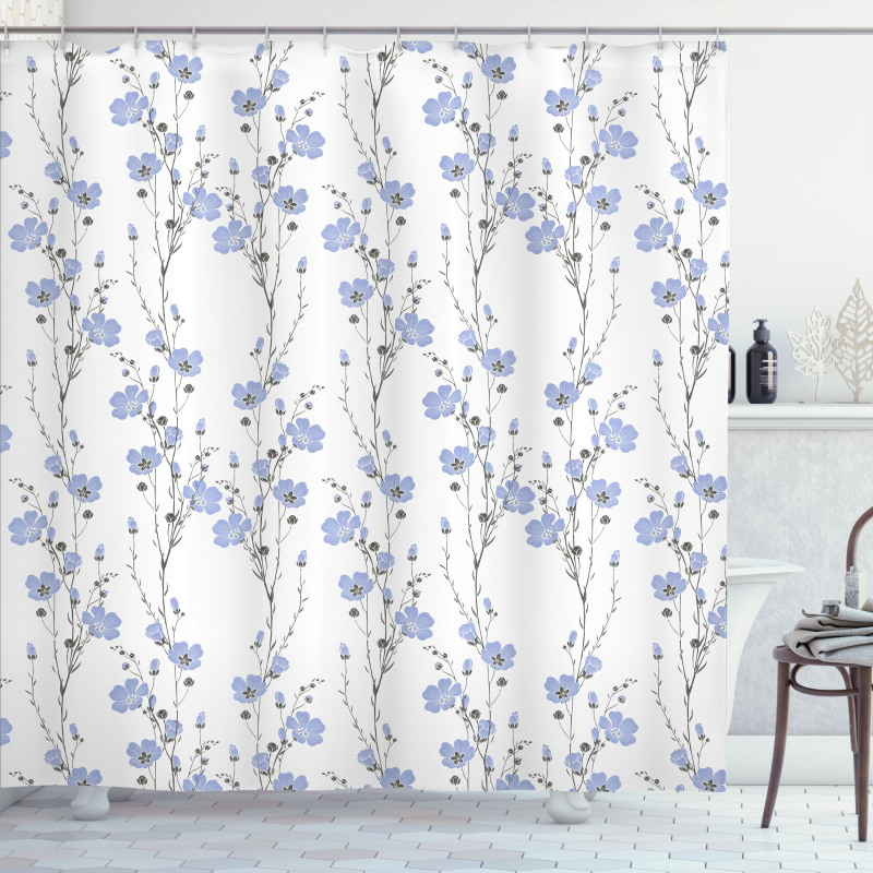 Blossoming Flax Flowers Shower Curtain