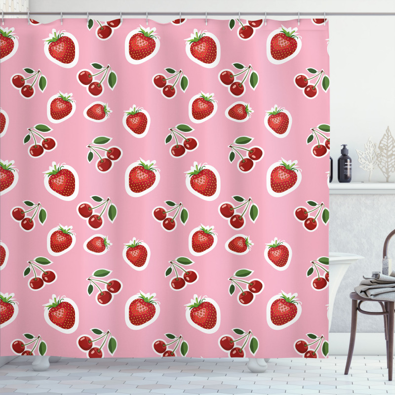 Strawberries and Cherries Shower Curtain