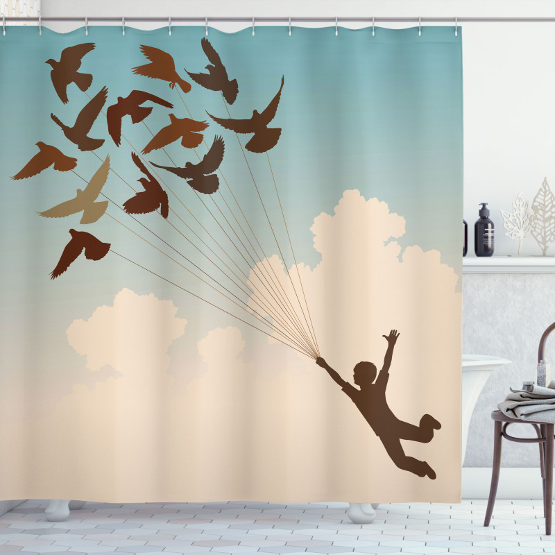 Flying Pigeons Birds Shower Curtain