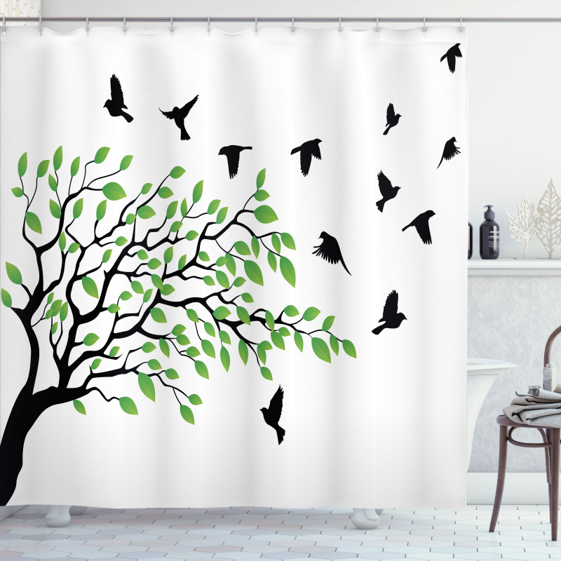 Flying Birds Spring Peace Shower Curtain