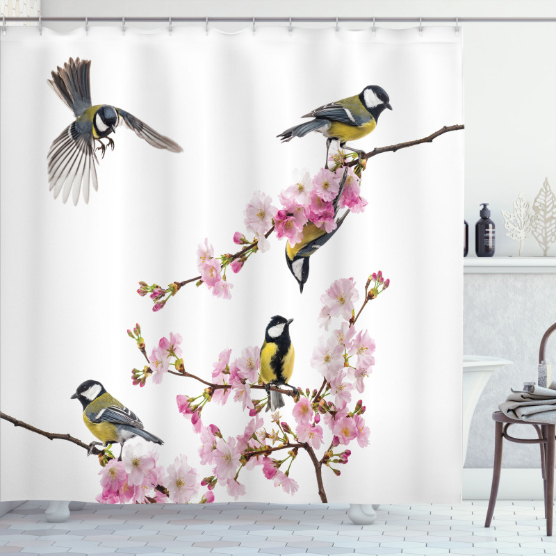 Flowers Hummingbirds Shower Curtain