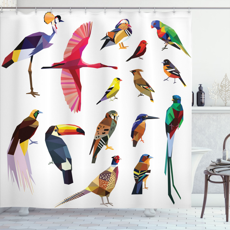 Bird Set Poly Design Shower Curtain