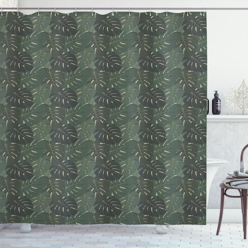 Exotic Art Monstera Leaves Shower Curtain
