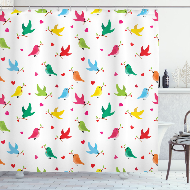 Heart Branches Colorful Shower Curtain