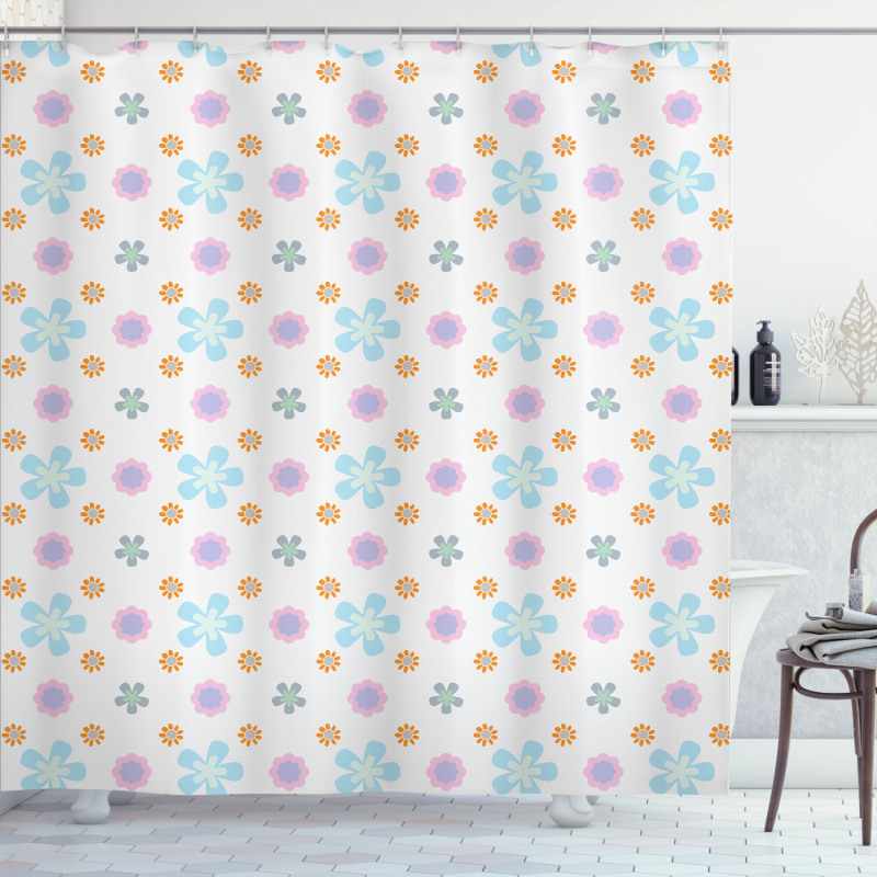 Doodle Flowers Symmetry Art Shower Curtain