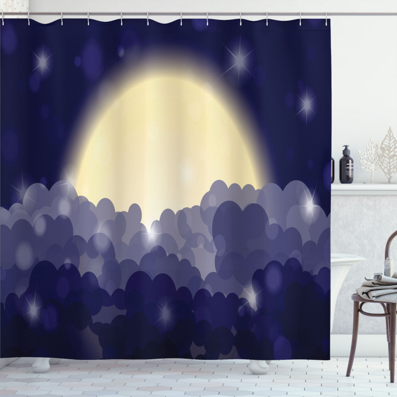 Cloudy Sky View at Night Shower Curtain