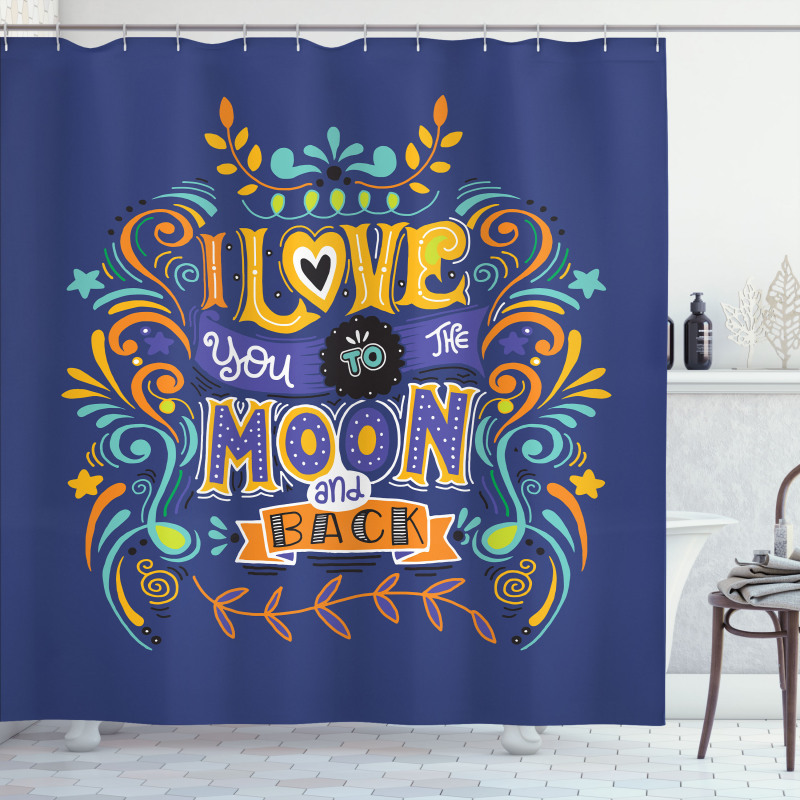 Floral Themed Text Shower Curtain