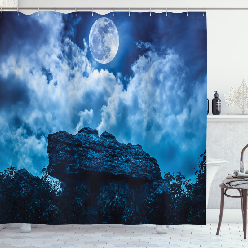 Cliff Under Cloudy Night Shower Curtain