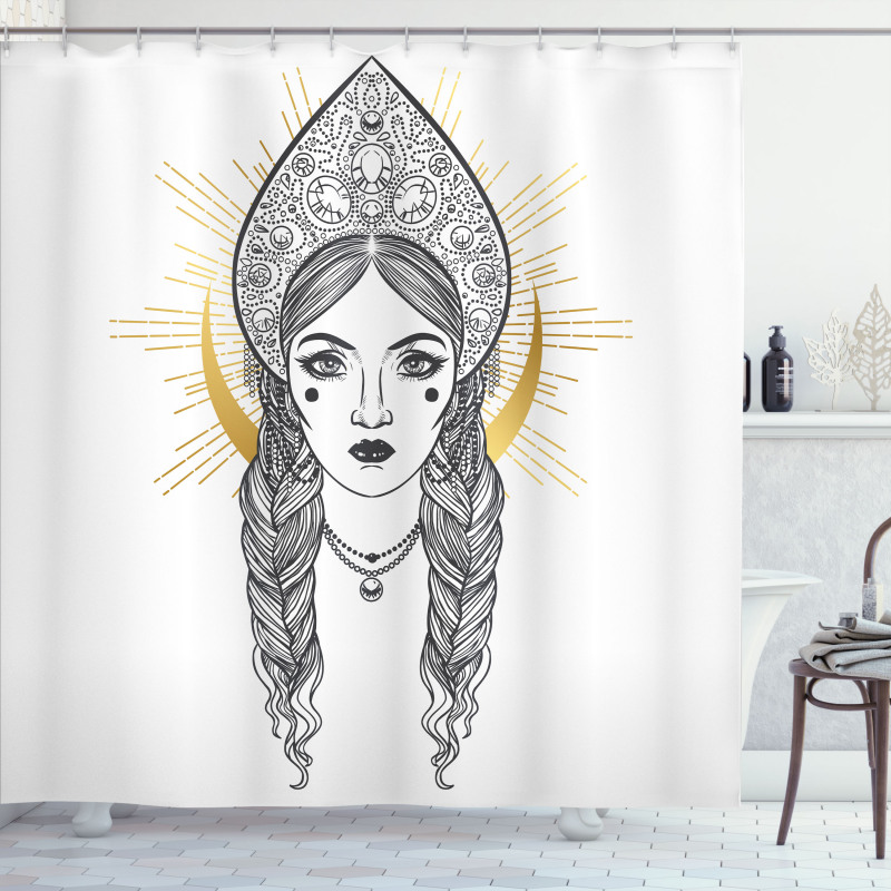 Woman Wearing a Kokoshnik Shower Curtain