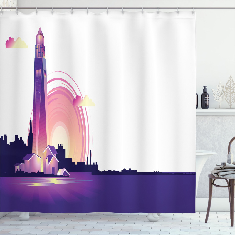 Lighthouse at Sunset Art Shower Curtain