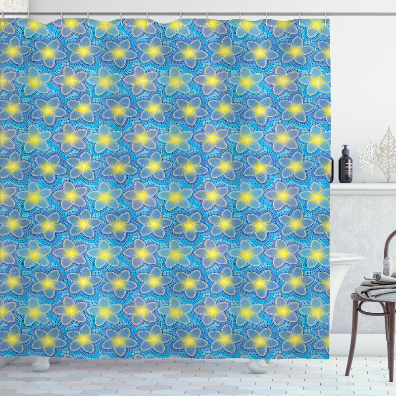 Mosaic Plumeria Petal Shower Curtain