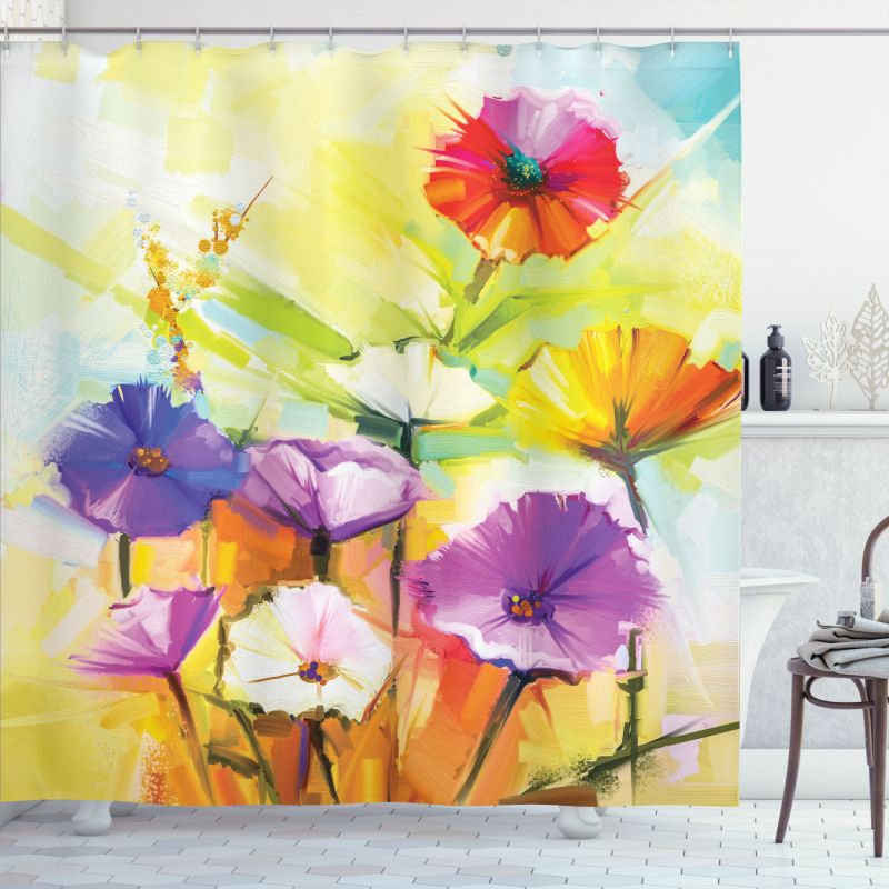 Vivid Gerbera Bloom Spring Shower Curtain