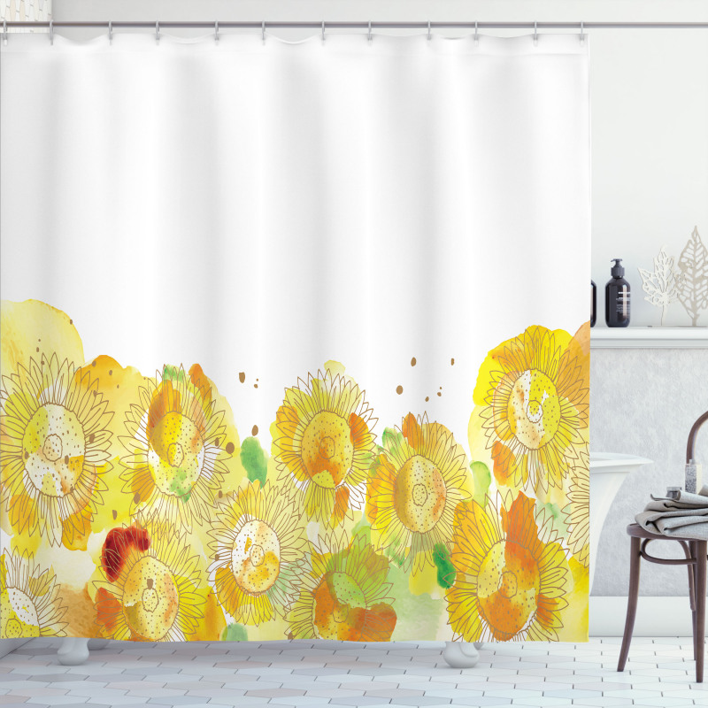 Watercolor Sunflowers Shower Curtain