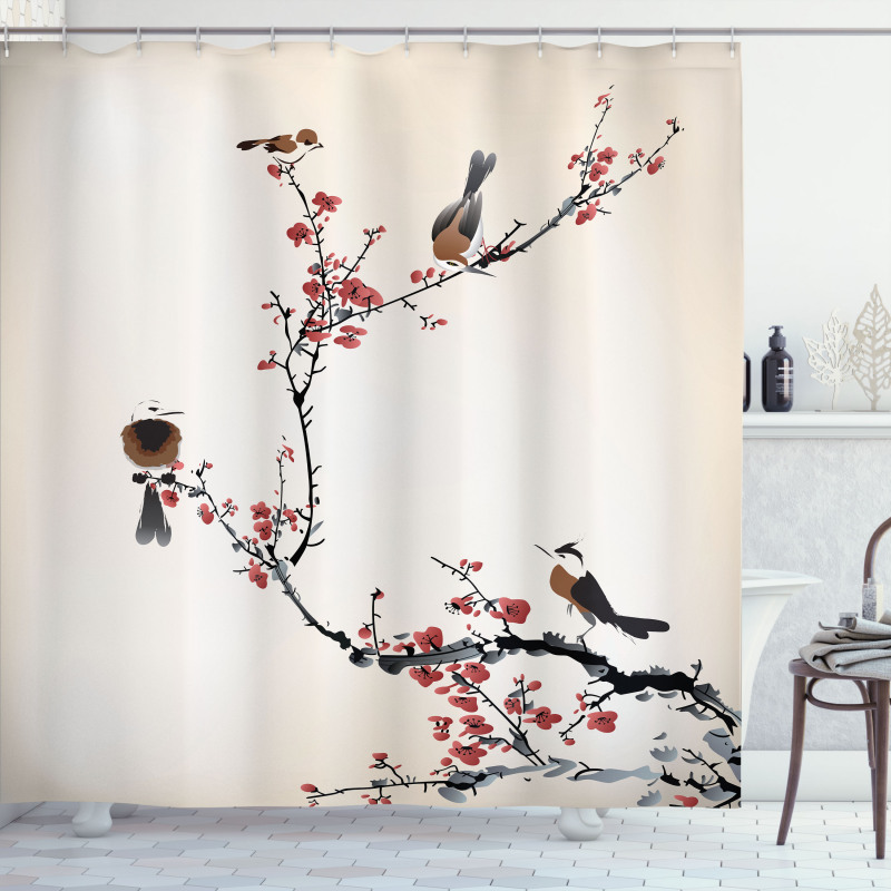 Oriental Illustration Shower Curtain