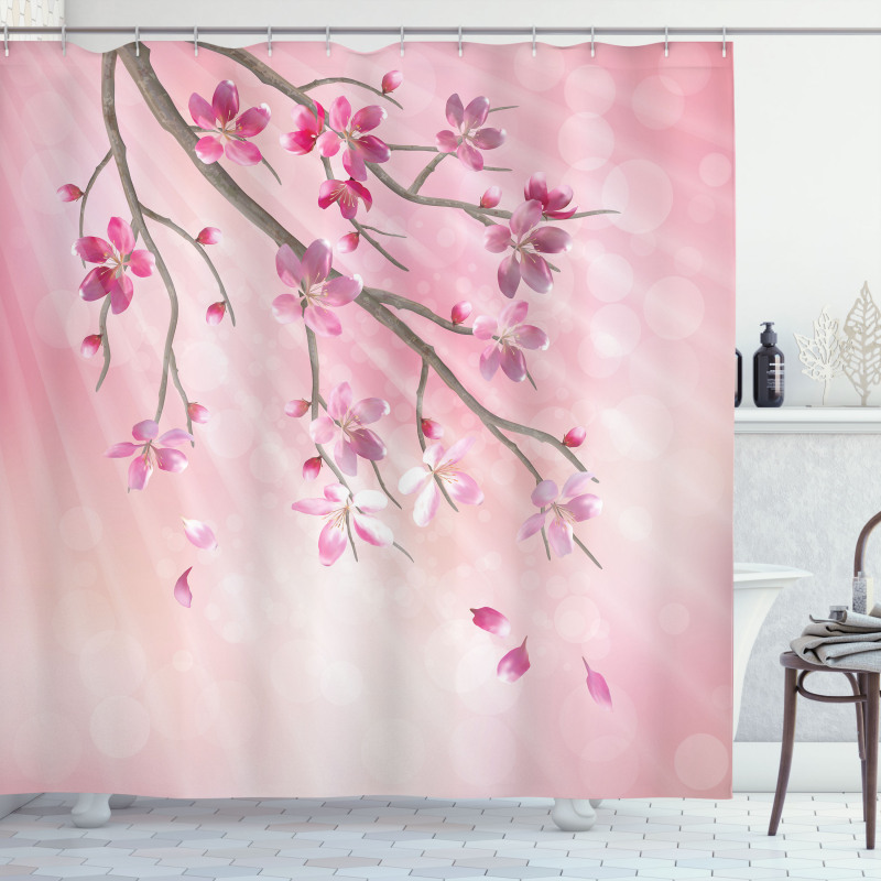 Tree Branch with Flowers Shower Curtain