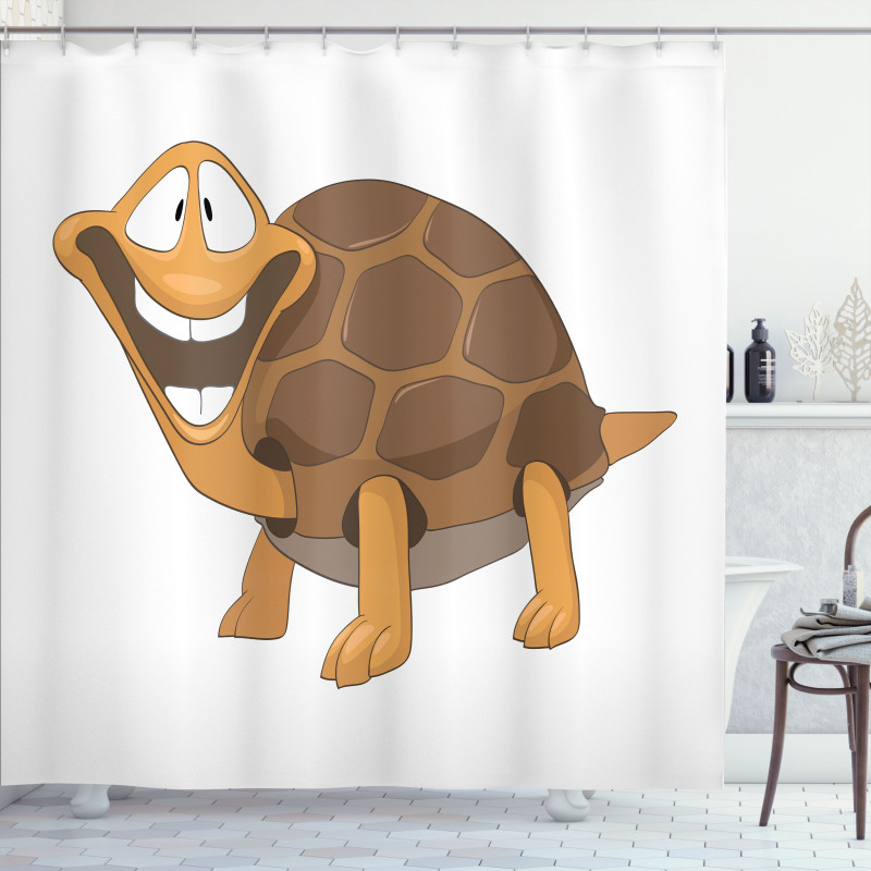 Single Happy Turtle Design Shower Curtain