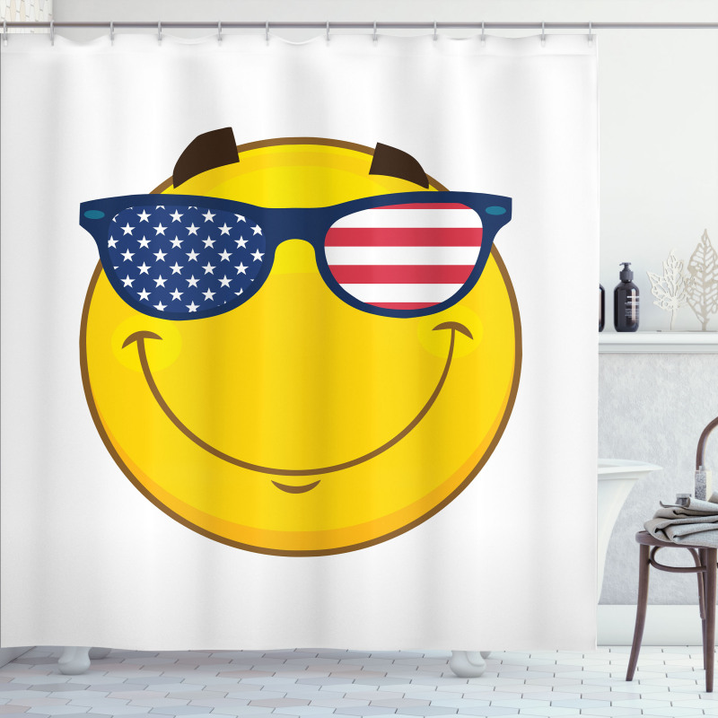 USA-Themed Emoji Sun Face Shower Curtain