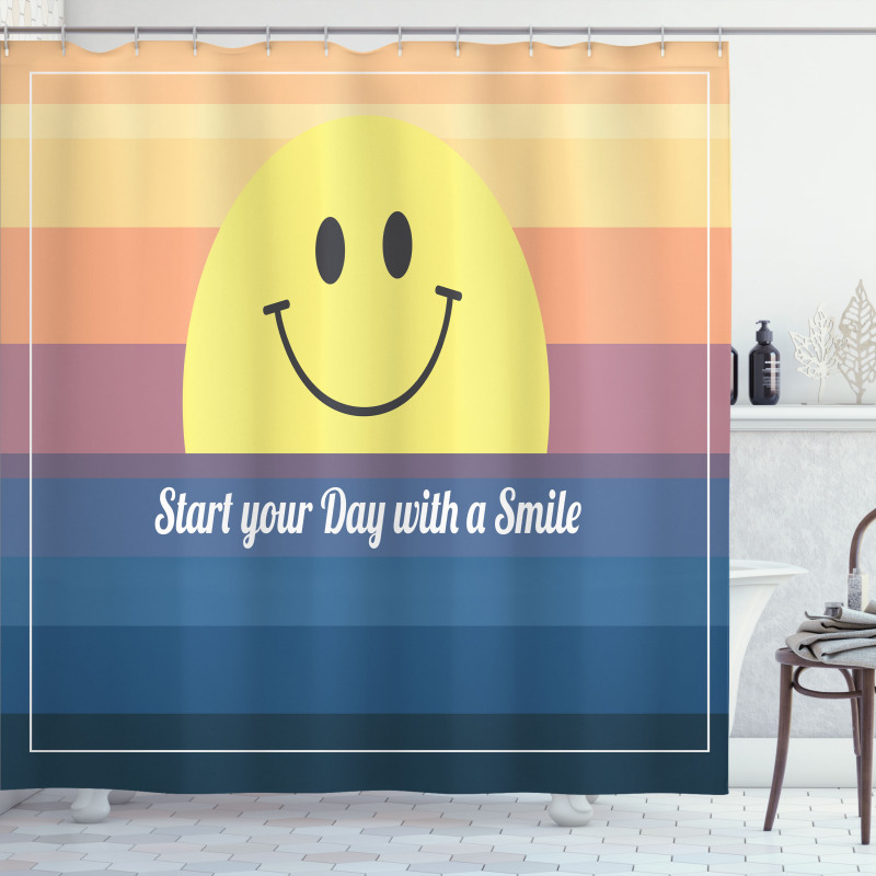 Smirking Sun and Lettering Shower Curtain