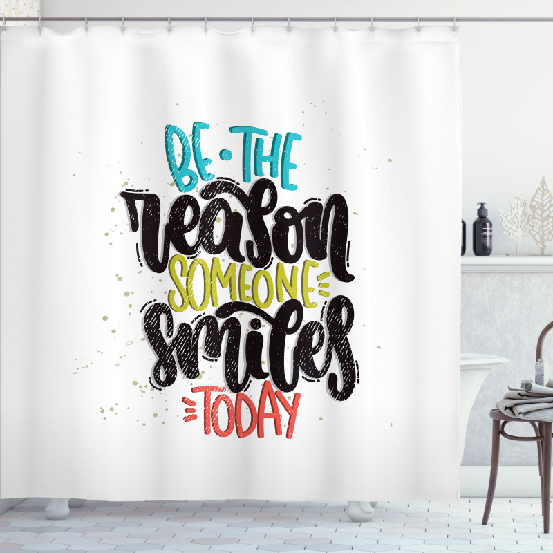 Funky Positive Calligraphy Shower Curtain