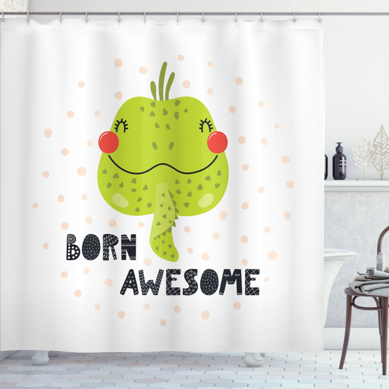 Encouraging Iguana Portrait Shower Curtain