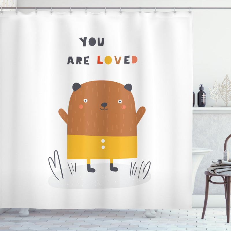 You are Loved and Doodle Bear Shower Curtain