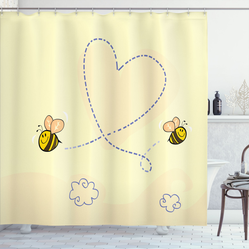 Buzzing Flies Heart Shape Shower Curtain