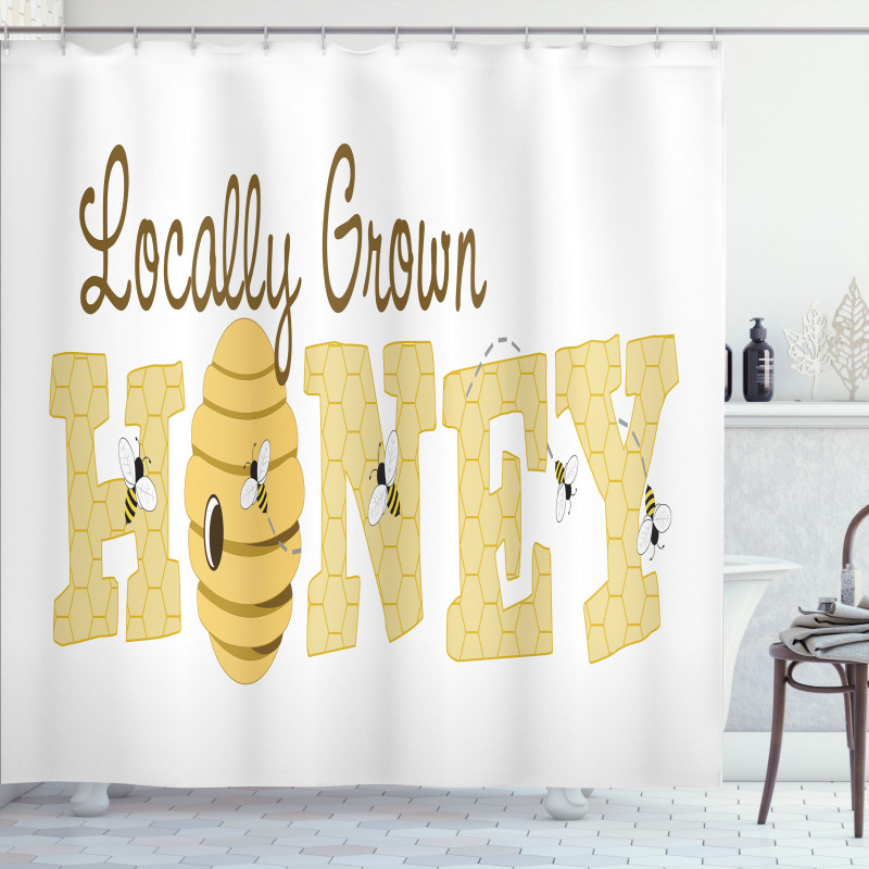 Locally Grown Calligraphy Shower Curtain