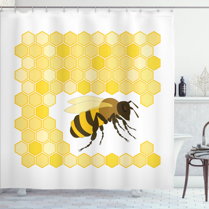 Single Bugnd Hexagons Shower Curtain