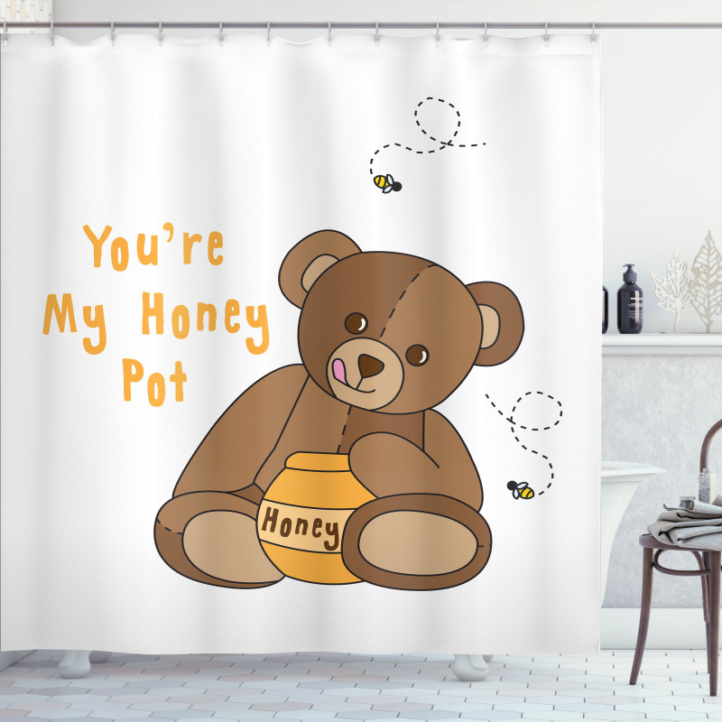 You're My Honey Pot Bear Shower Curtain