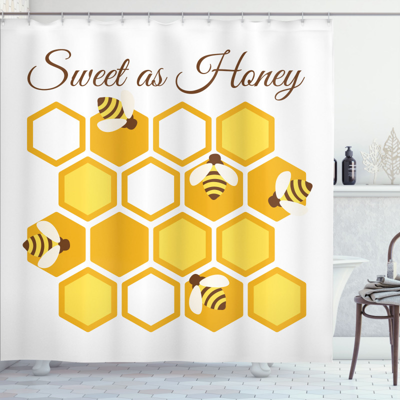 Cursive Wording Beehive Shower Curtain