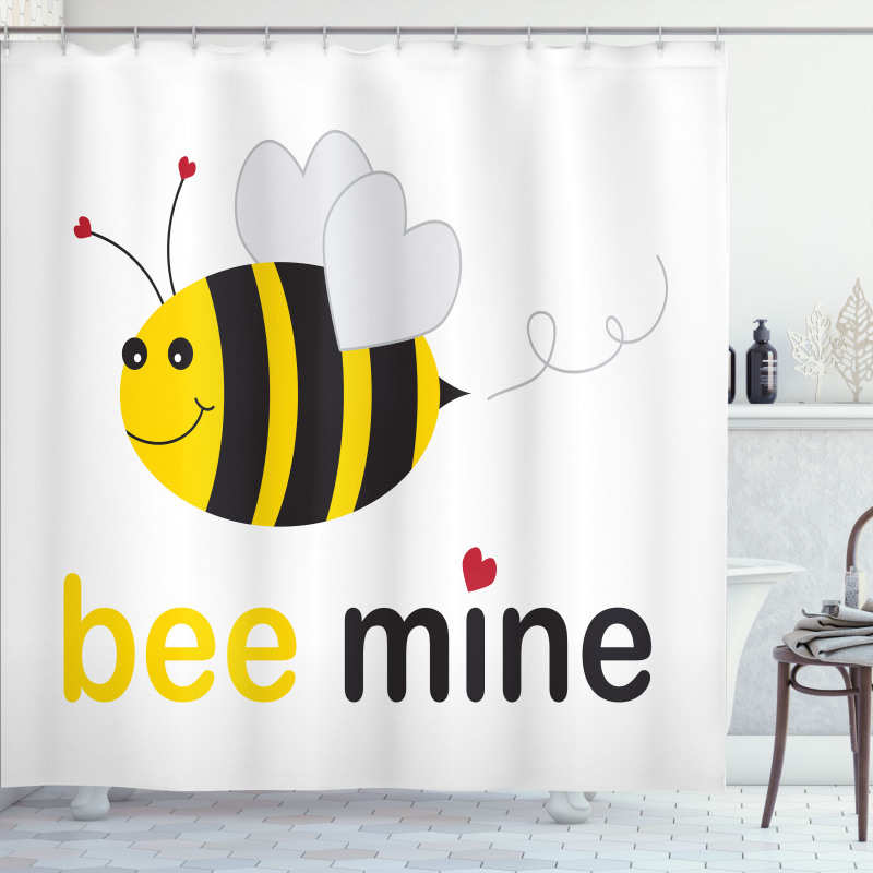 Bee Mine Romantic Cartoon Shower Curtain