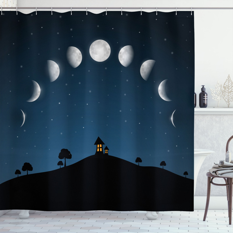 Lunar Phases and Stars Hill Shower Curtain