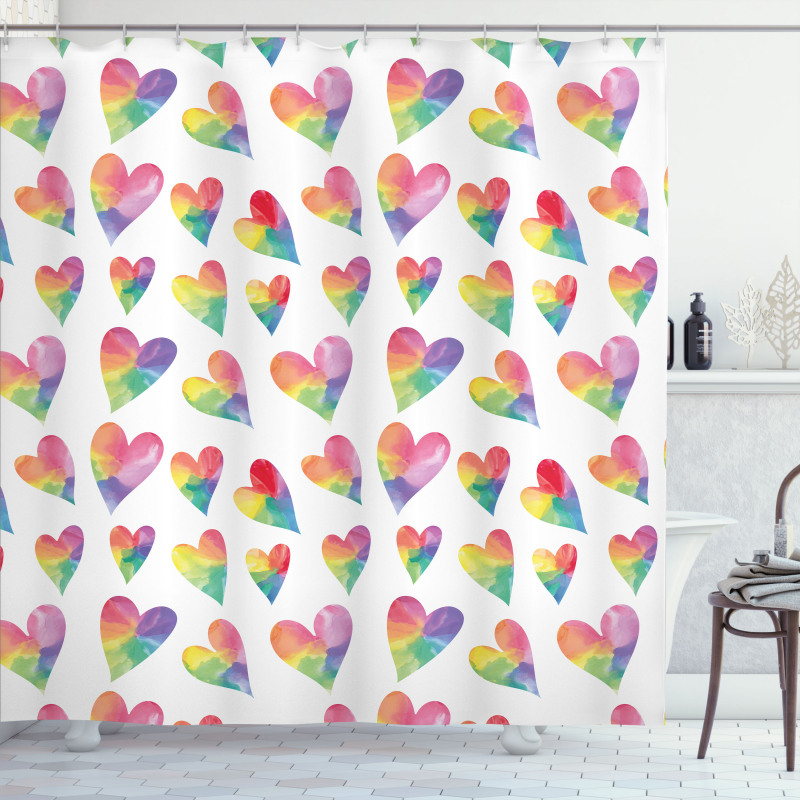 Rhythmic Ombre Rainbow Art Shower Curtain