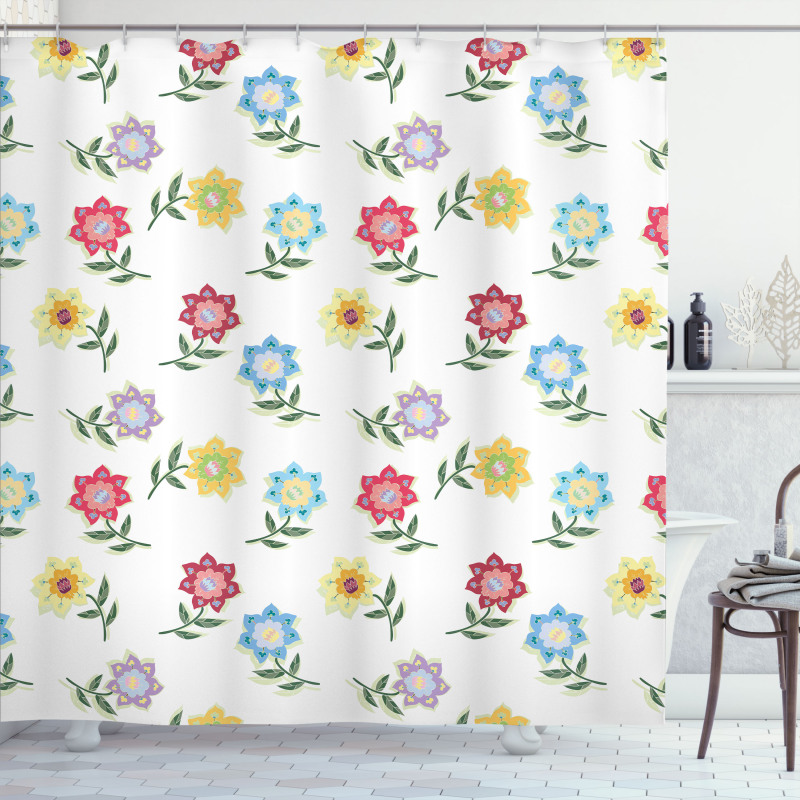 Pointy Petals Leaves Art Shower Curtain