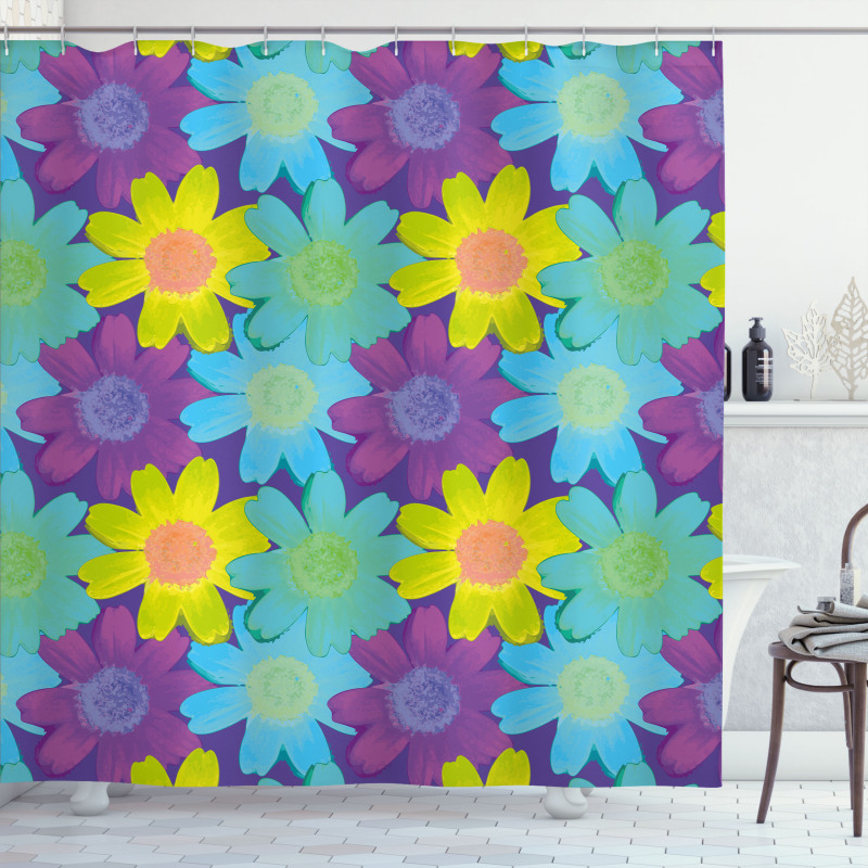 Watercolor Style 90s Pattern Shower Curtain