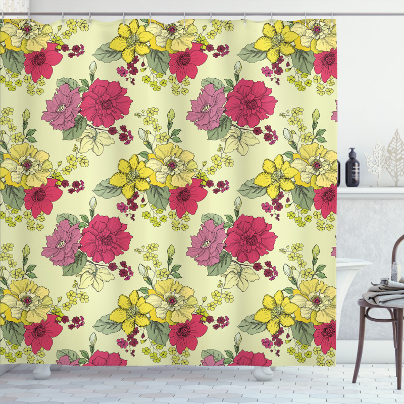 Naive Nature  Flowers Art Shower Curtain