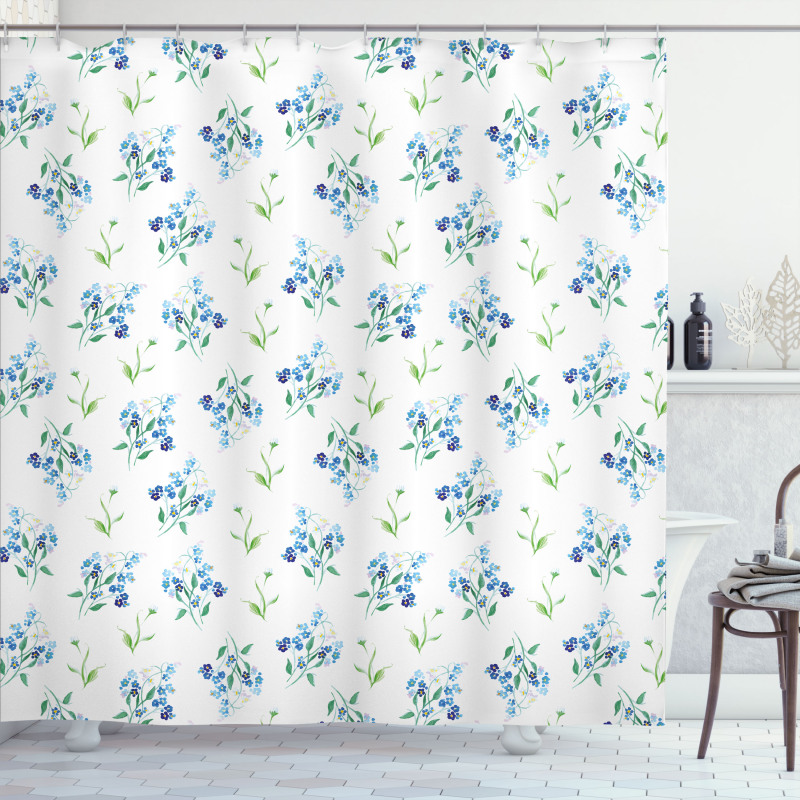Flowers Forget Me Nots Art Shower Curtain
