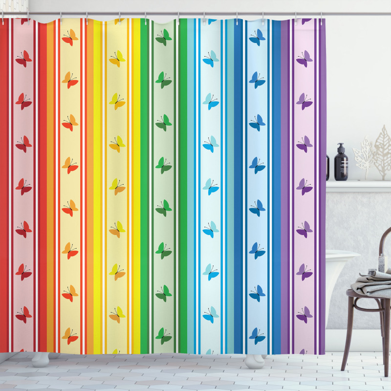 Stripe Rainbow Pattern Shower Curtain