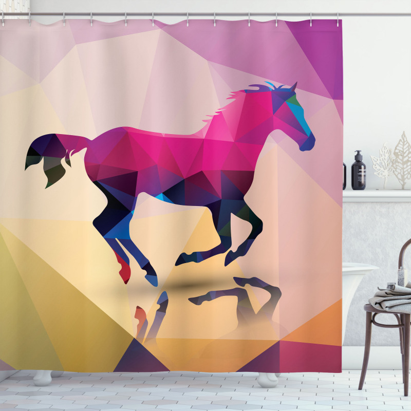 Geometric Horse Animal Shower Curtain