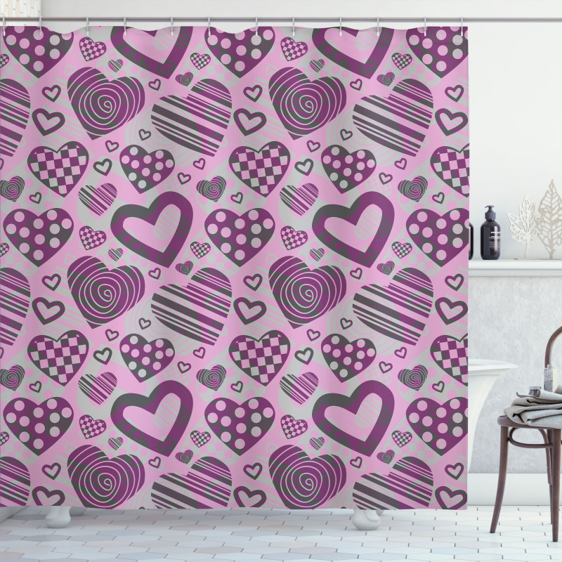 Stripe Circle Romance Motif Shower Curtain