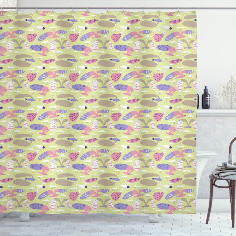 Seagulls and Clouds Sketched Shower Curtain