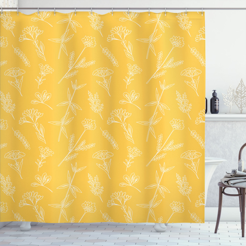 Wildflowers Outline Drawings Shower Curtain