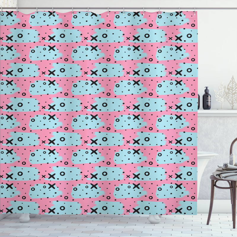 X and O Motifs Spot Shower Curtain