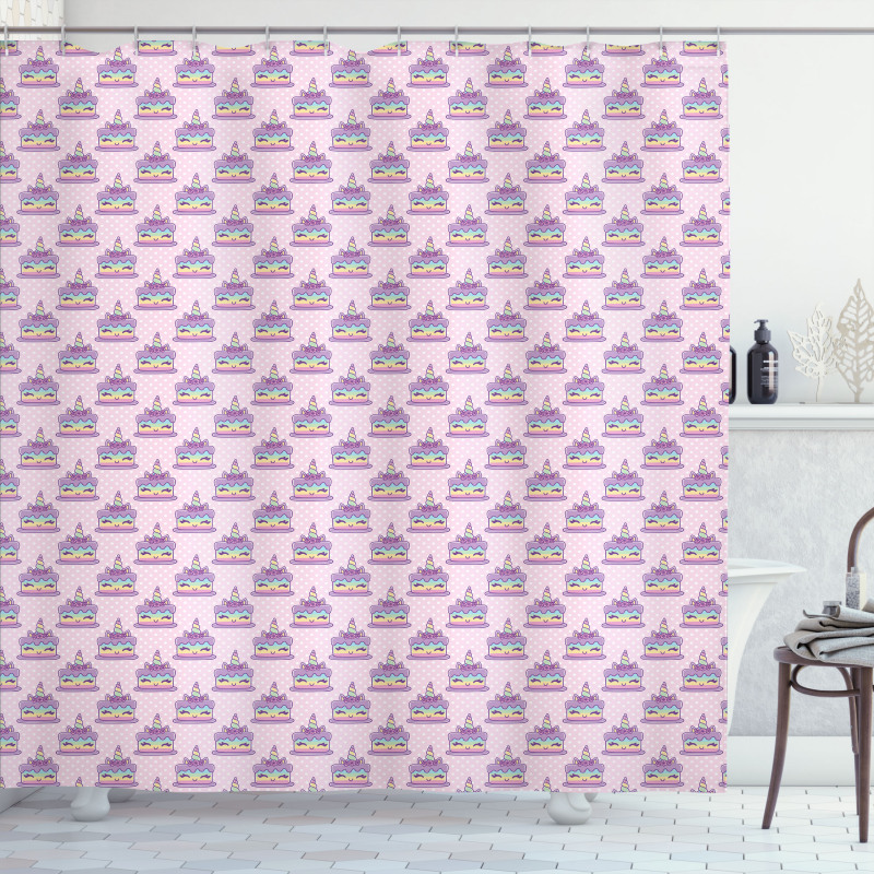 Funny Unicorn Cake Shower Curtain