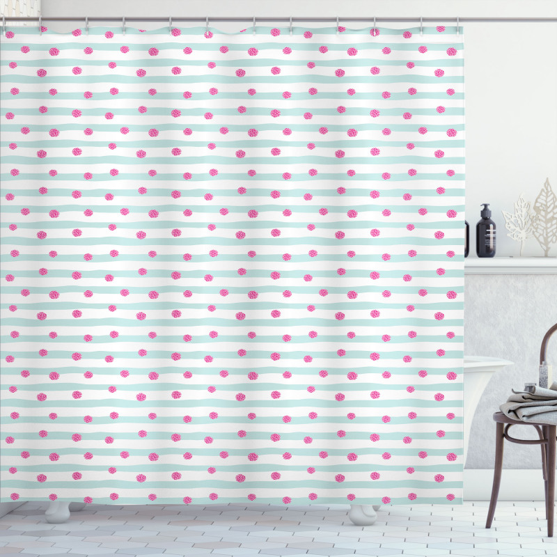 Stripes and Round Blobs Shower Curtain
