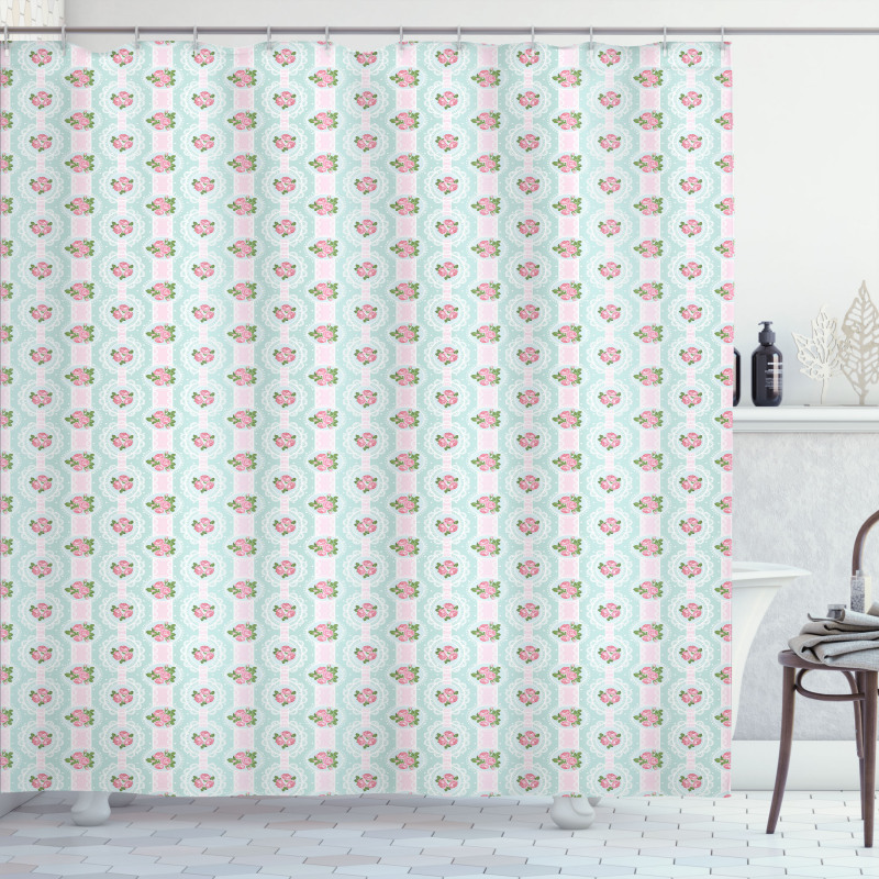 Retro Shabby Rose Bouquets Shower Curtain