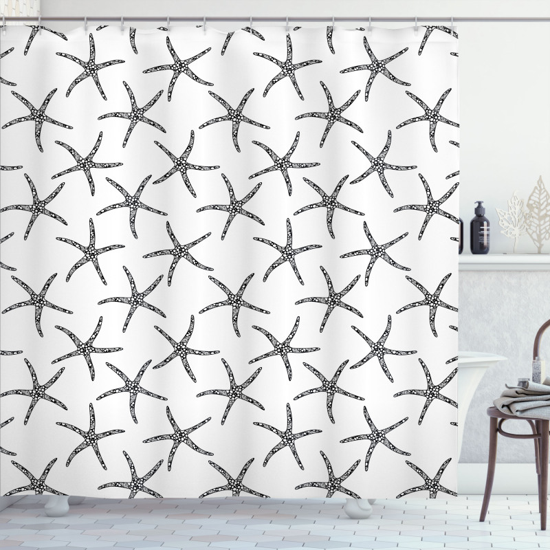 Marine Design of Starfish Shower Curtain