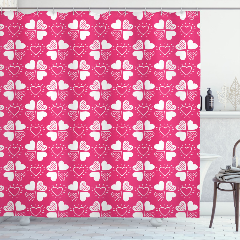 Hearts as Clover Leaves Shower Curtain